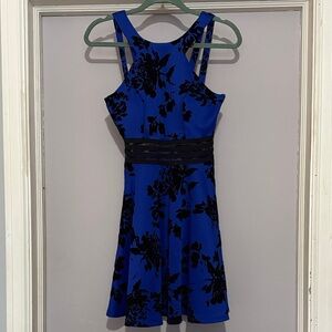 City Studio Blue and Black Floral Mini Dress